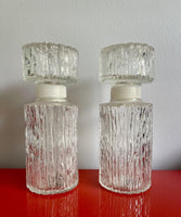 Retro Liquor Decanter Pair DBGM Bark Textured Glass Scandinavian Modern Style x2