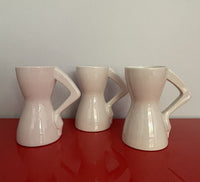 Risqué Mod Ceramic Coffee Mugs Curvy Female Body w/ Hand On Hips Retro Vintage