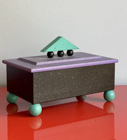 Memphis Milano Style Painted Wood Trinket Box Geometric Pop Art Design 80s 90s