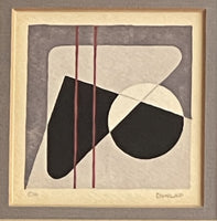 Modernist Graphic Art Pair Signed Dunlap Contemporary Decor Abstract Geometric ￼