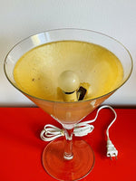 Retro 80s 90s Novelty Glass Martini Cocktail Bar Lamp Kitsch Tiki Barware 12”