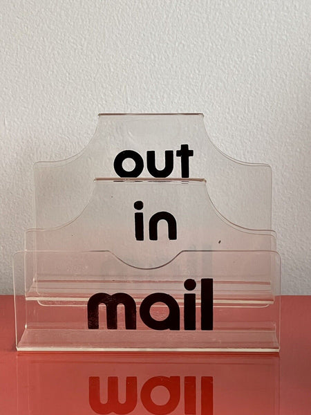 Retro 1970s Plastic Letter Holder Mail Sorter Desk Accessory Funky Acrylic MOD