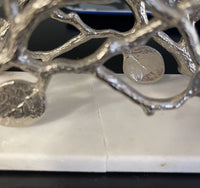 Michael Aram Botanical Leaf Napkin Holder & Coaster Set Silver AS IS