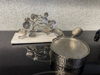 Michael Aram Botanical Leaf Napkin Holder & Coaster Set Silver AS IS