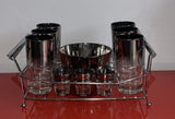 GLAM 60s 70s Silver Fade Cocktail Bar Set Vitreon Queens Lusterware 14 pc Caddy