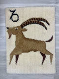 Mod 1970s CAPRICORN Schaeffler Chronos Wool Rug Tapestry Germany Vintage Zodiac